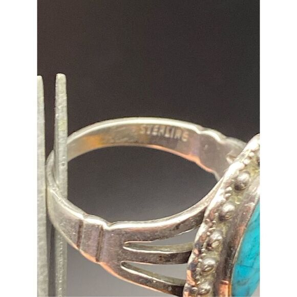 Sterling silver 925 oval roundels turquoise ring - Picture 6 of 10